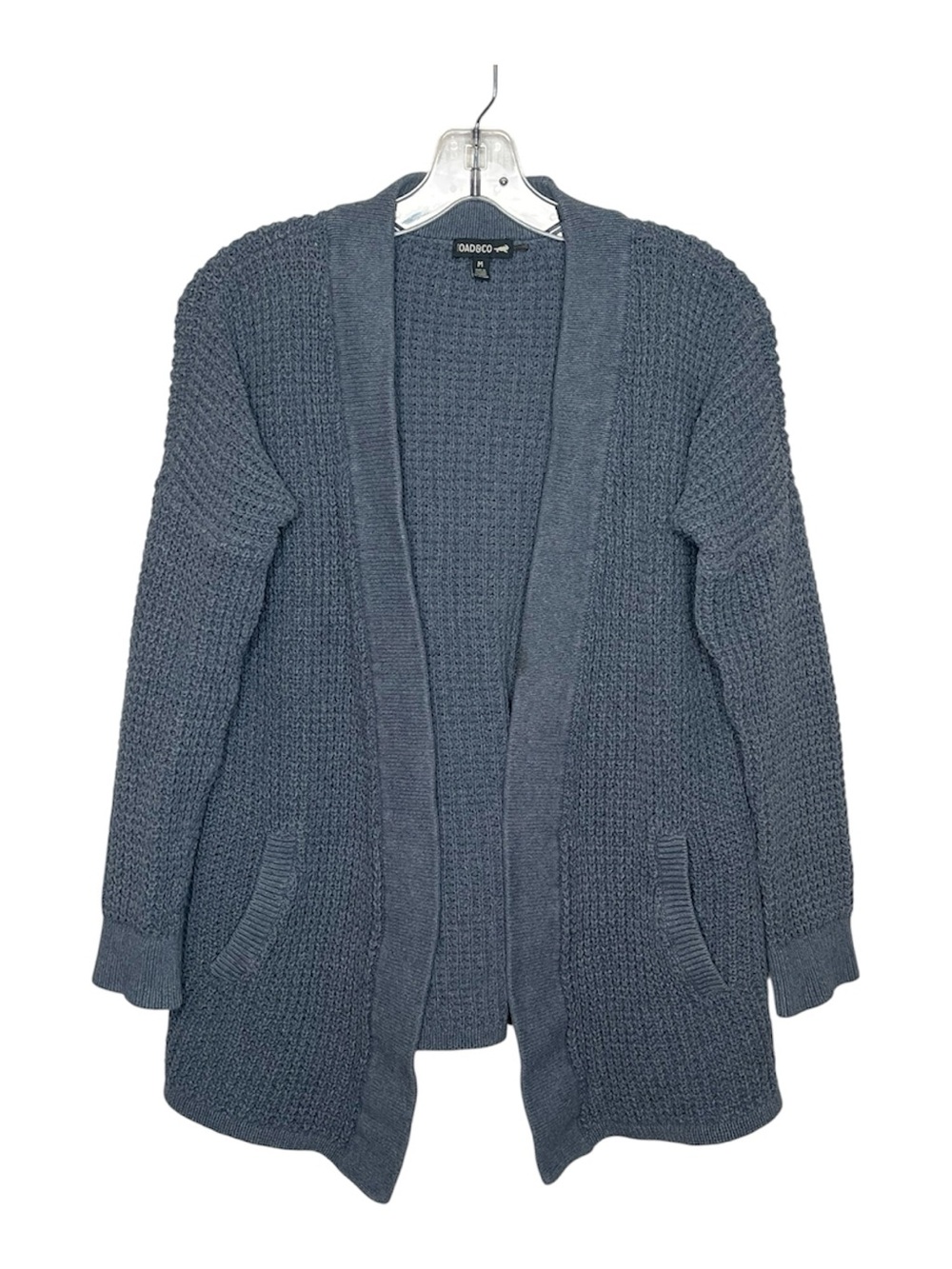 Toad&Co Sz M Chunky Waffle Knit Open Cardigan Sweater Grayish Blue